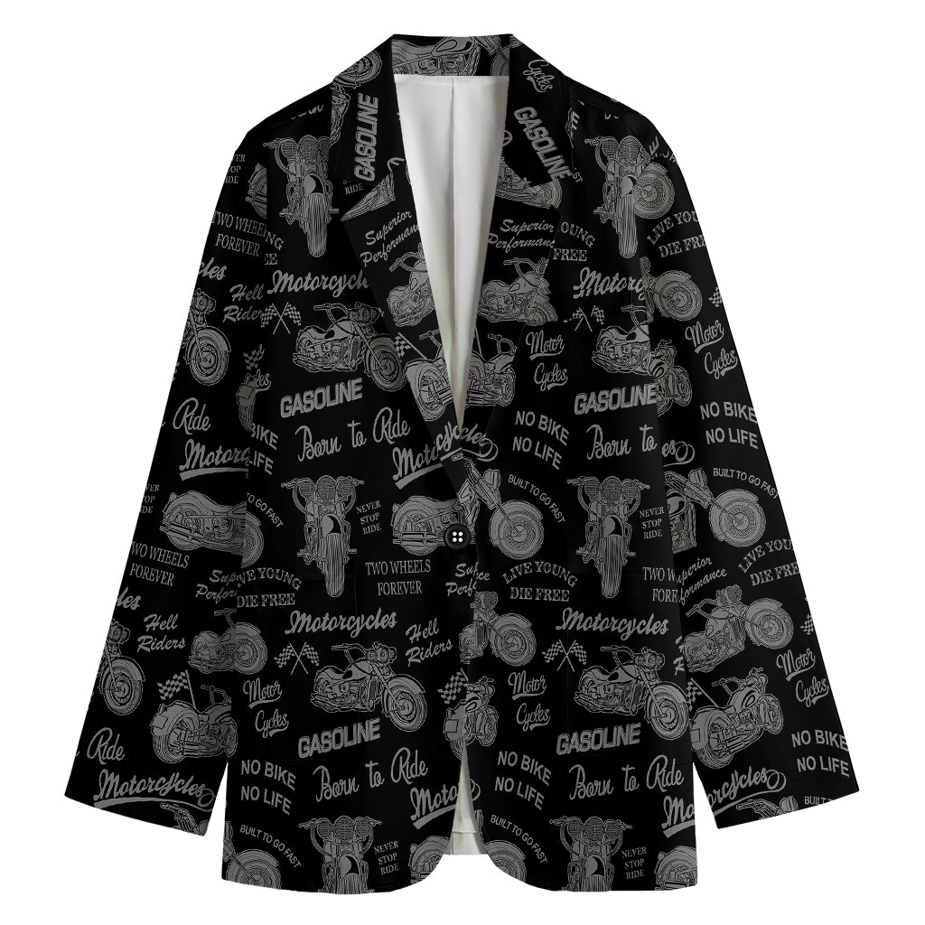 Motorcycle Quote Pattern Print Women's Cotton Blazer
