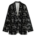 Motorcycle Quote Pattern Print Women's Cotton Blazer