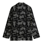 Motorcycle Quote Pattern Print Women's Cotton Blazer