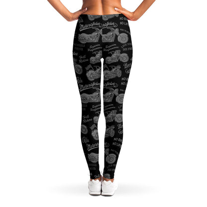 Motorcycle Quote Pattern Print Women's Leggings