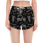 Motorcycle Quote Pattern Print Women's Split Running Shorts