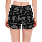 Motorcycle Quote Pattern Print Women's Split Running Shorts