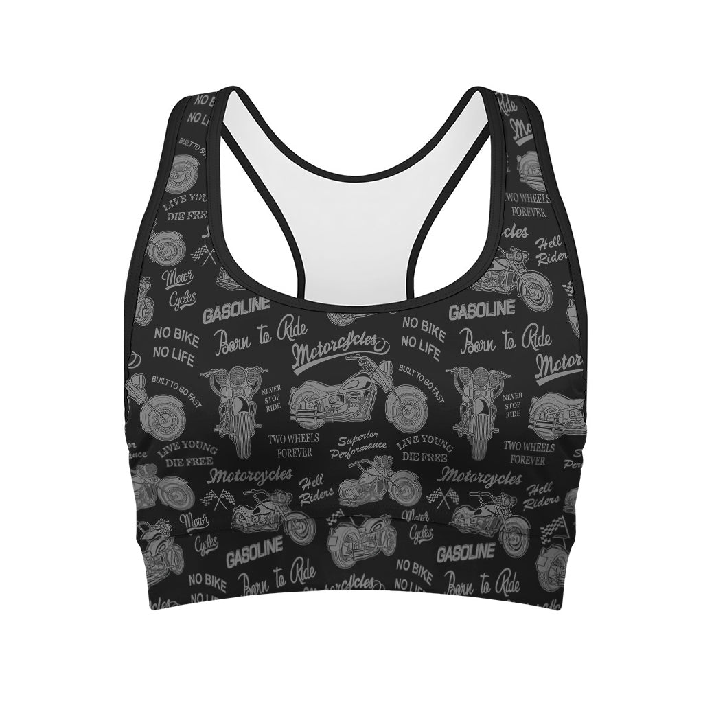 Motorcycle Quote Pattern Print Women's Sports Bra