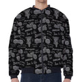 Motorcycle Quote Pattern Print Zip Sleeve Bomber Jacket
