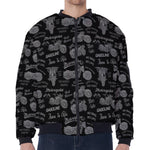 Motorcycle Quote Pattern Print Zip Sleeve Bomber Jacket