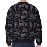 Motorcycle Quote Pattern Print Zip Sleeve Bomber Jacket
