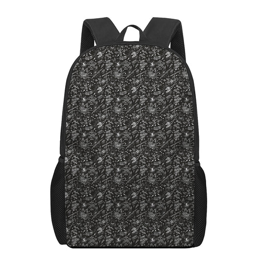 Motorcycle Words Pattern Print 17 Inch Backpack