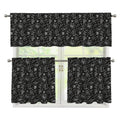 Motorcycle Words Pattern Print 3 Piece Kitchen Curtains