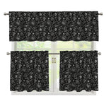 Motorcycle Words Pattern Print 3 Piece Kitchen Curtains