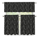 Motorcycle Words Pattern Print 3 Piece Kitchen Curtains