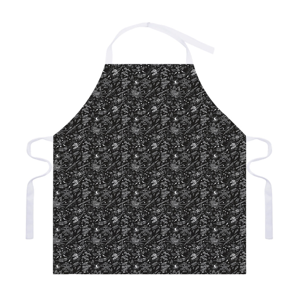 Motorcycle Words Pattern Print Adjustable Apron
