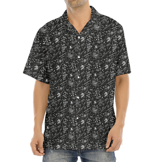 Motorcycle Words Pattern Print Aloha Shirt