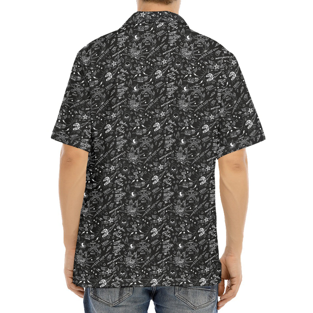 Motorcycle Words Pattern Print Aloha Shirt