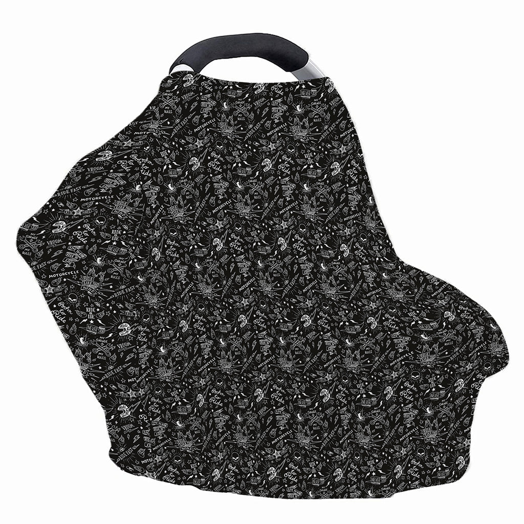 Motorcycle Words Pattern Print Baby Seat Cover