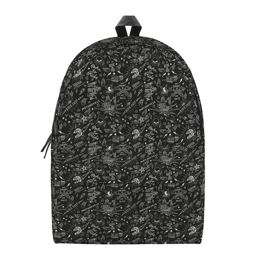 Motorcycle Words Pattern Print Backpack
