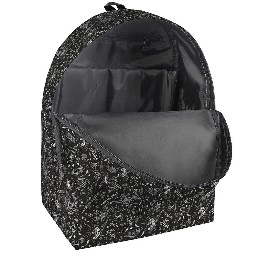 Motorcycle Words Pattern Print Backpack