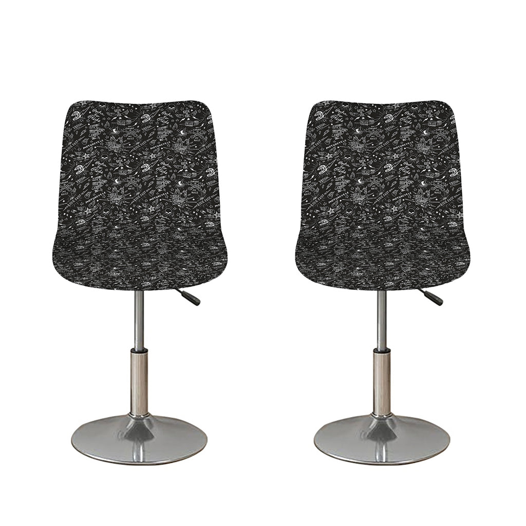 Motorcycle Words Pattern Print Bar Stool Covers