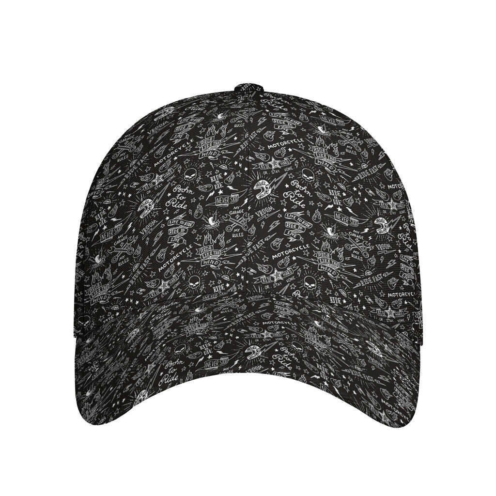 Motorcycle Words Pattern Print Baseball Cap