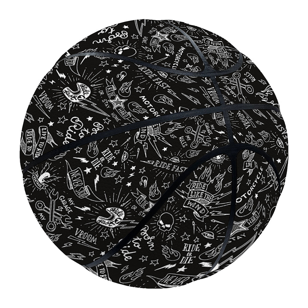 Motorcycle Words Pattern Print Basketball