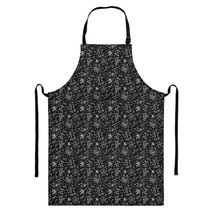 Motorcycle Words Pattern Print Bib Apron With Pocket
