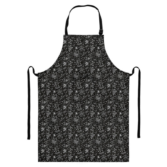 Motorcycle Words Pattern Print Bib Apron With Pocket