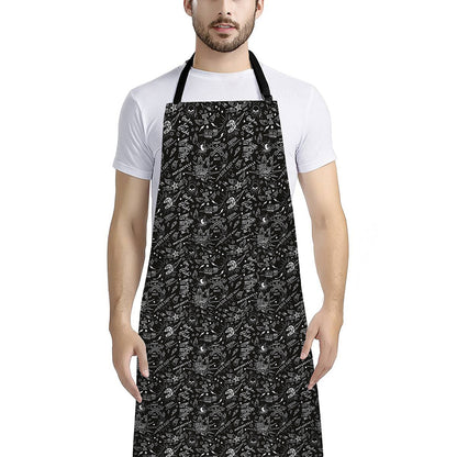 Motorcycle Words Pattern Print Bib Apron With Pocket