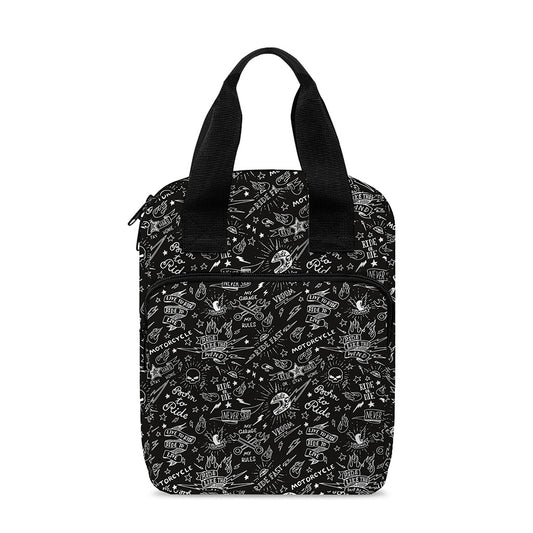 Motorcycle Words Pattern Print Bible Tote Bag
