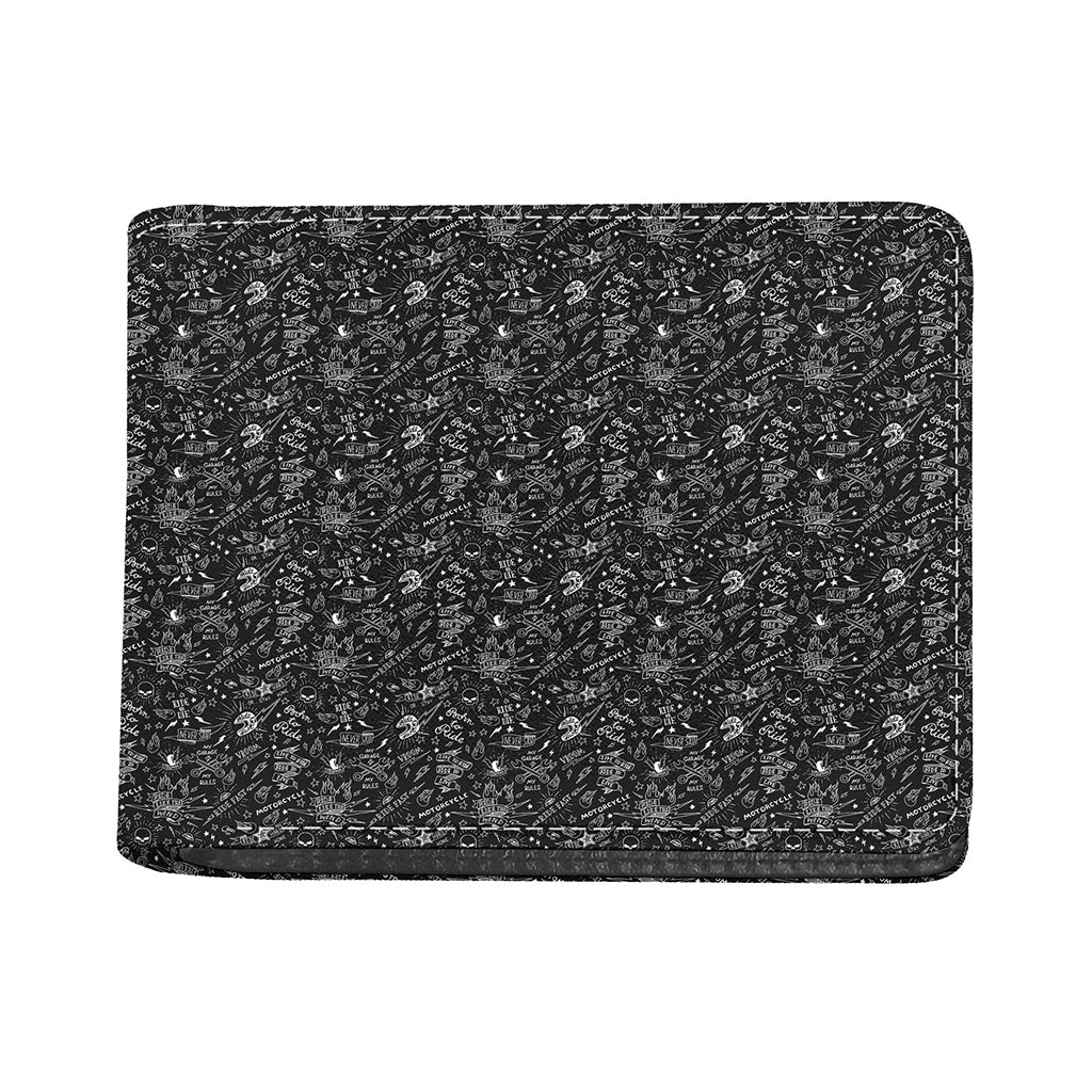 Motorcycle Words Pattern Print Bifold Wallet