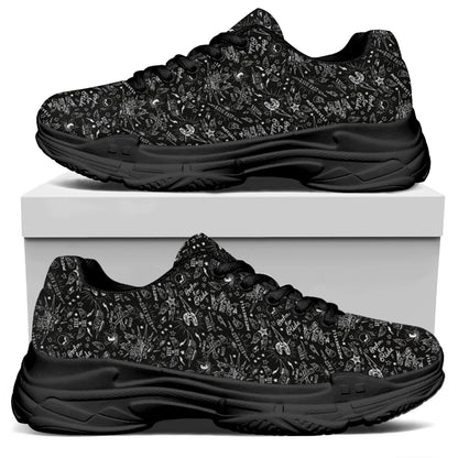 Motorcycle Words Pattern Print Black Chunky Shoes