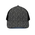 Motorcycle Words Pattern Print Black Mesh Trucker Hat