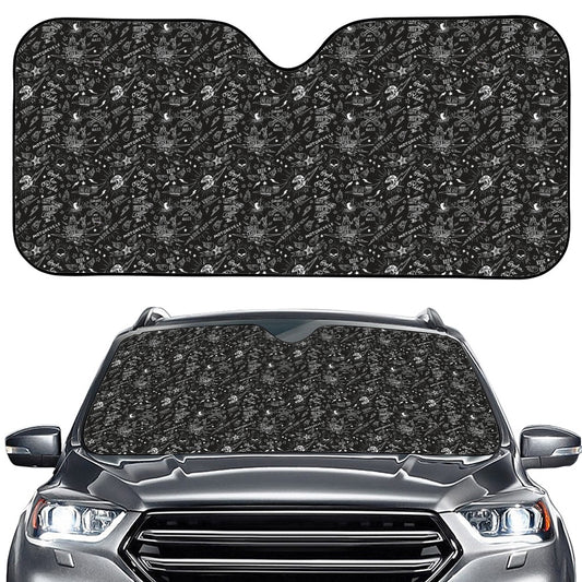 Motorcycle Words Pattern Print Car Windshield Sun Shade