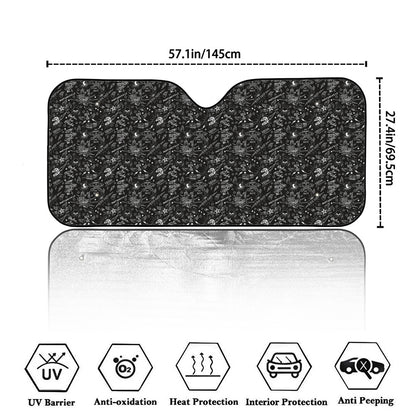Motorcycle Words Pattern Print Car Windshield Sun Shade