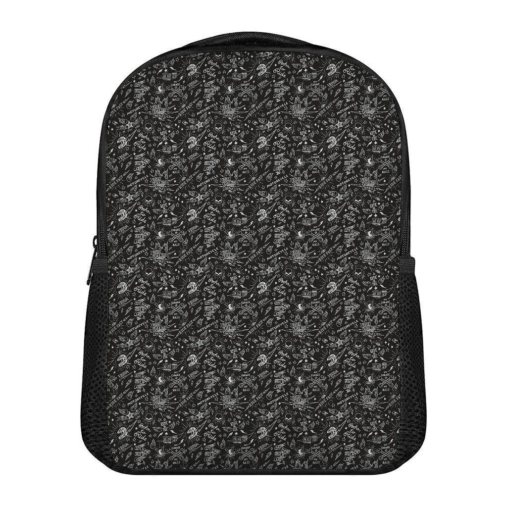 Motorcycle Words Pattern Print Casual Backpack