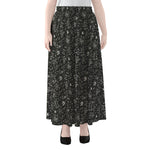 Motorcycle Words Pattern Print Chiffon Maxi Skirt