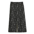 Motorcycle Words Pattern Print Cotton Front Slit Maxi Skirt