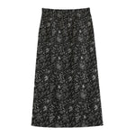 Motorcycle Words Pattern Print Cotton Front Slit Maxi Skirt