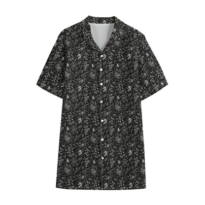 Motorcycle Words Pattern Print Cotton Hawaiian Shirt
