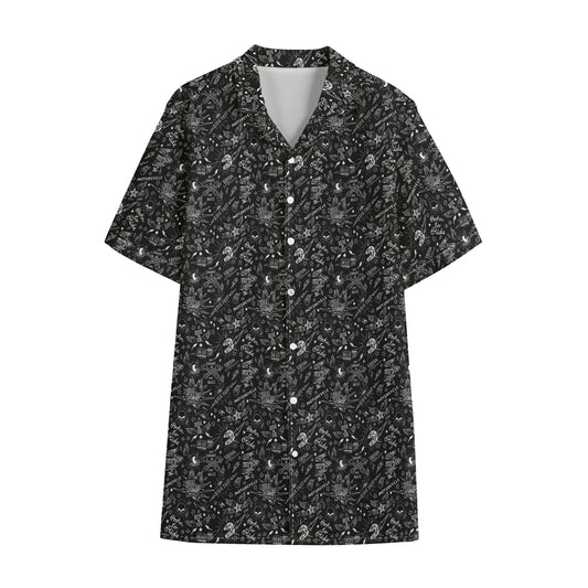 Motorcycle Words Pattern Print Cotton Hawaiian Shirt