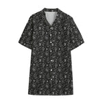 Motorcycle Words Pattern Print Cotton Hawaiian Shirt