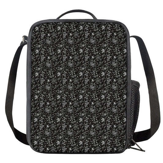 Motorcycle Words Pattern Print Crossbody Lunch Bag