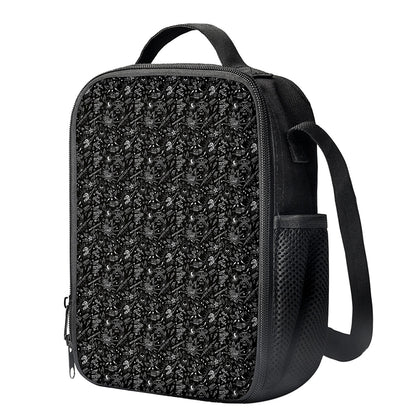 Motorcycle Words Pattern Print Crossbody Lunch Bag