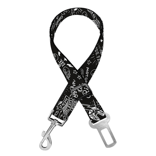 Motorcycle Words Pattern Print Dog Seat Belt