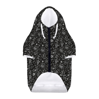 Motorcycle Words Pattern Print Dog Zip Up Hoodie