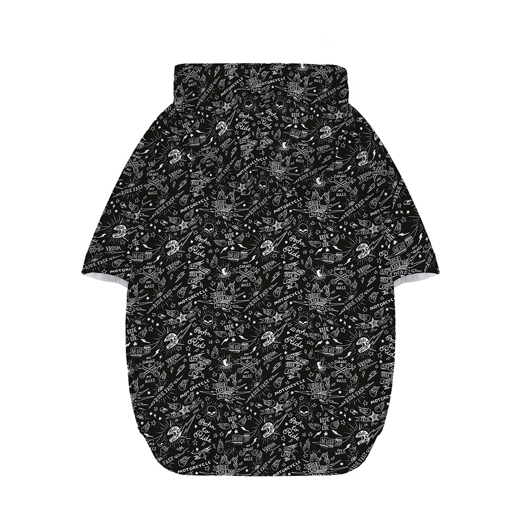 Motorcycle Words Pattern Print Dog Zip Up Hoodie