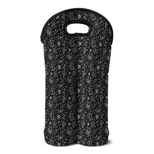 Motorcycle Words Pattern Print Double Neoprene Wine Tote