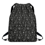 Motorcycle Words Pattern Print Drawstring Backpack