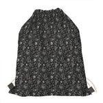 Motorcycle Words Pattern Print Drawstring Bag
