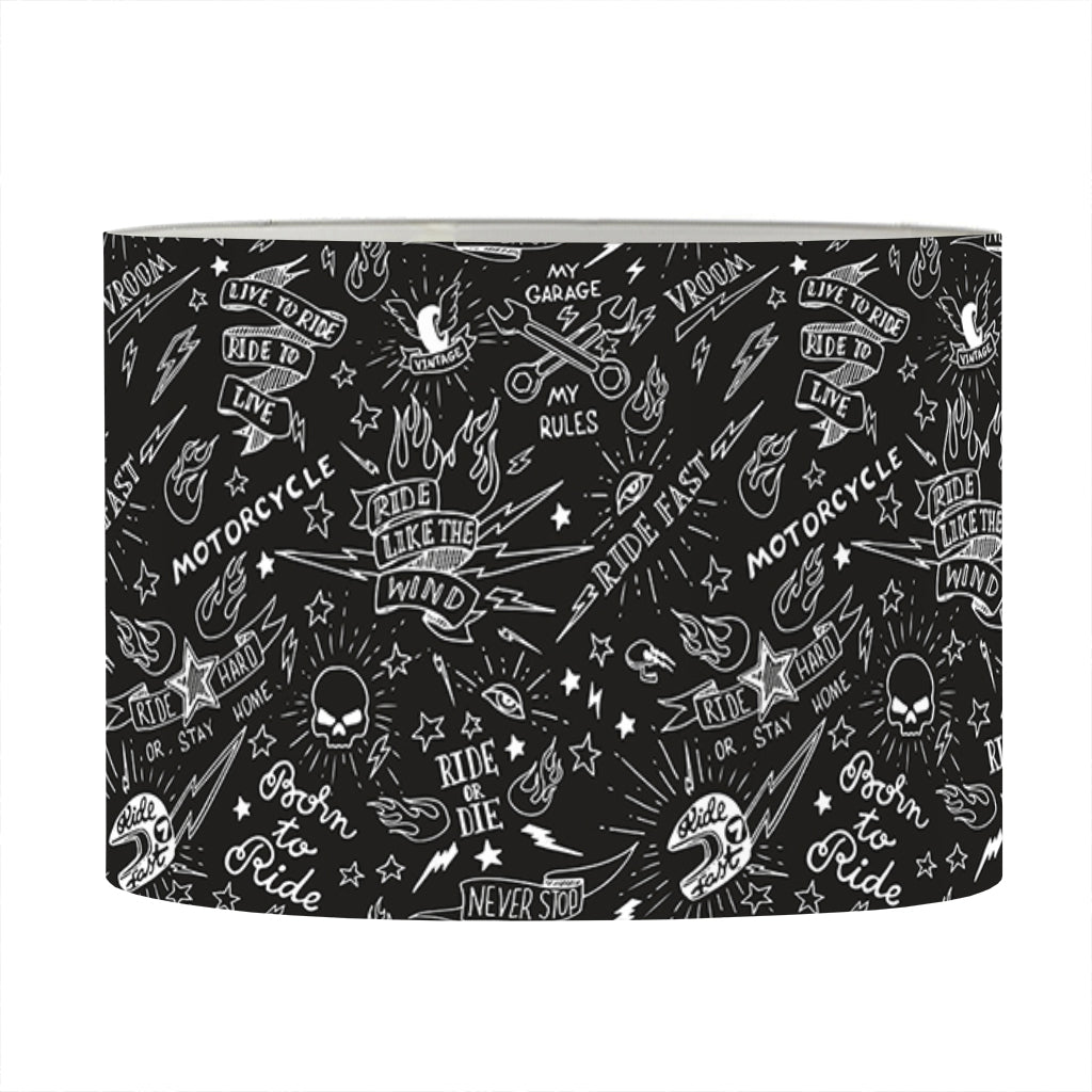 Motorcycle Words Pattern Print Drum Lamp Shade