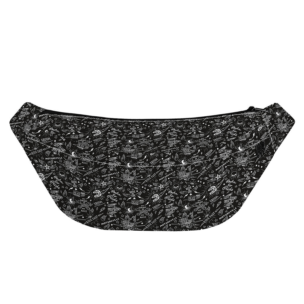 Motorcycle Words Pattern Print Fanny Pack