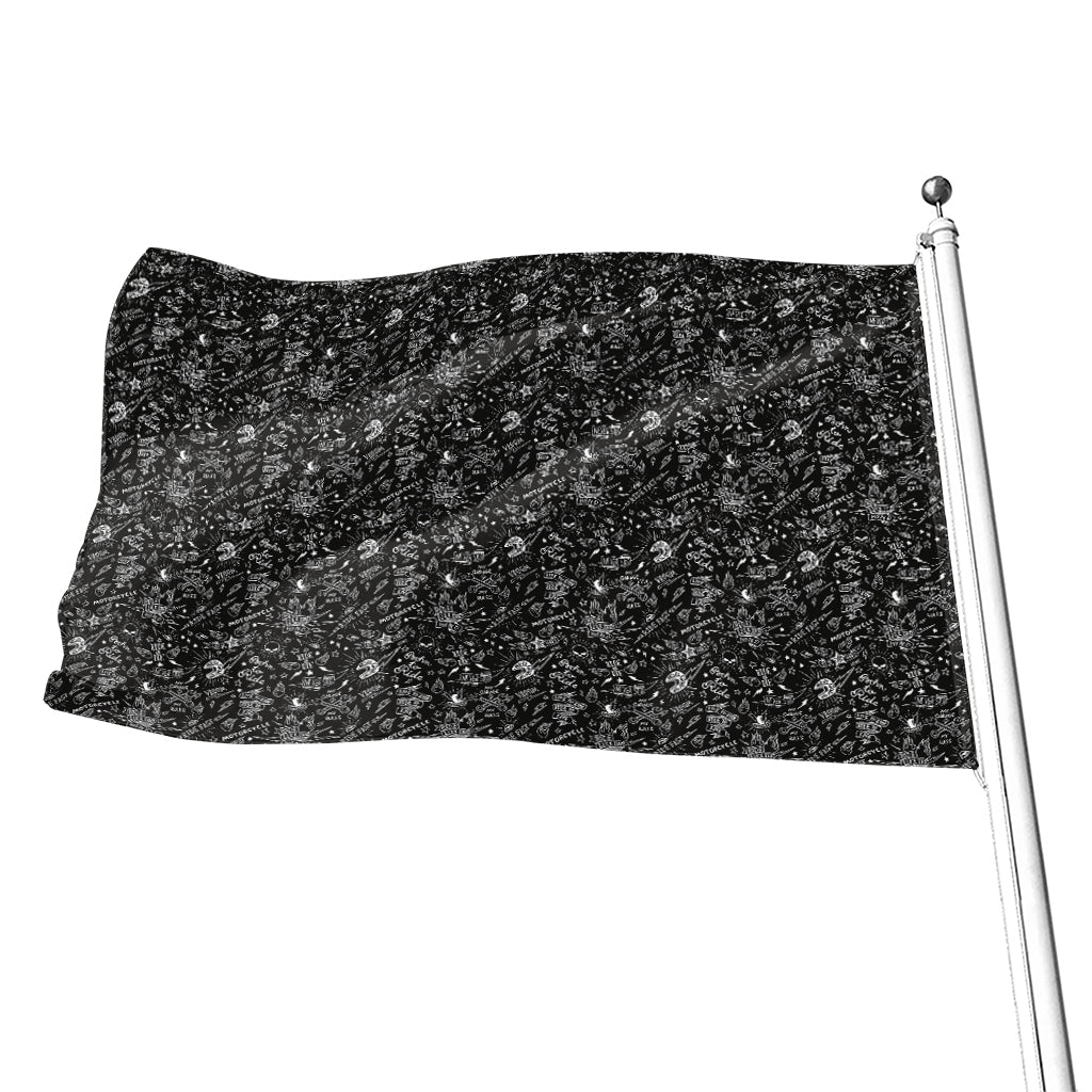 Motorcycle Words Pattern Print Flag
